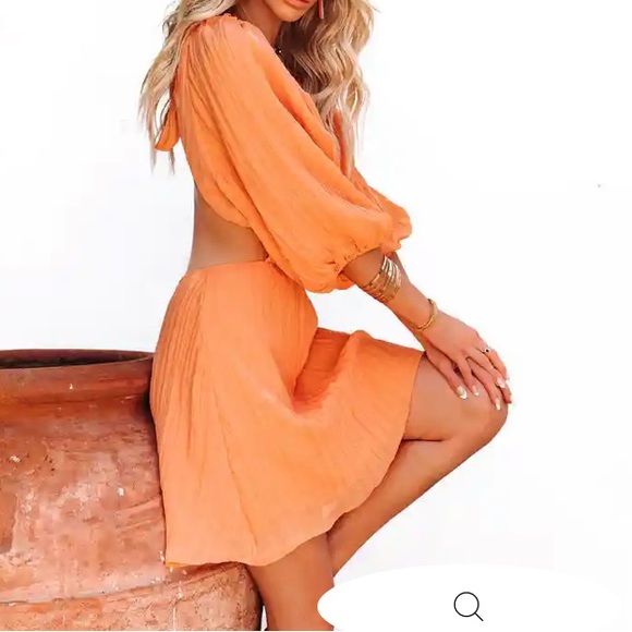 NWT IMPRESSIONS KAIGA BACKLESS PLISSE DRESS 🧡, Sz.S, BNWTIB - Picture 2 of 7